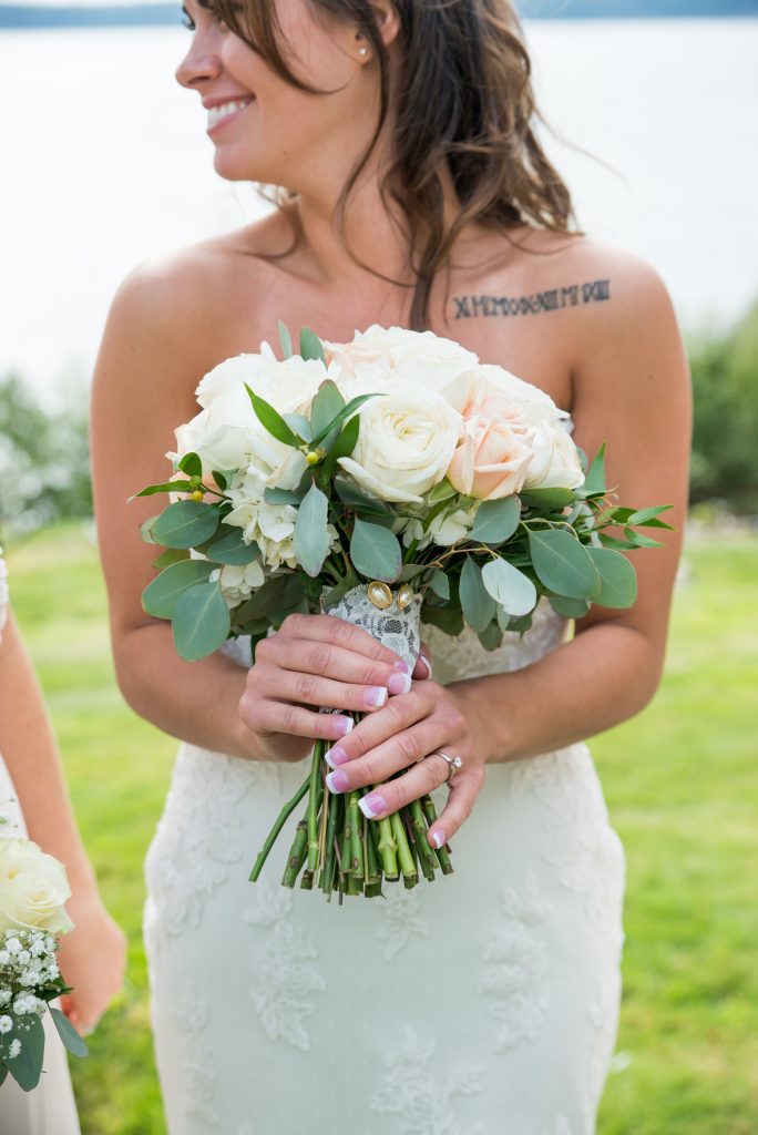 Garden Roses, Eucalyptus, Hydrangea, Champagne Roses, Bridal Bouquet