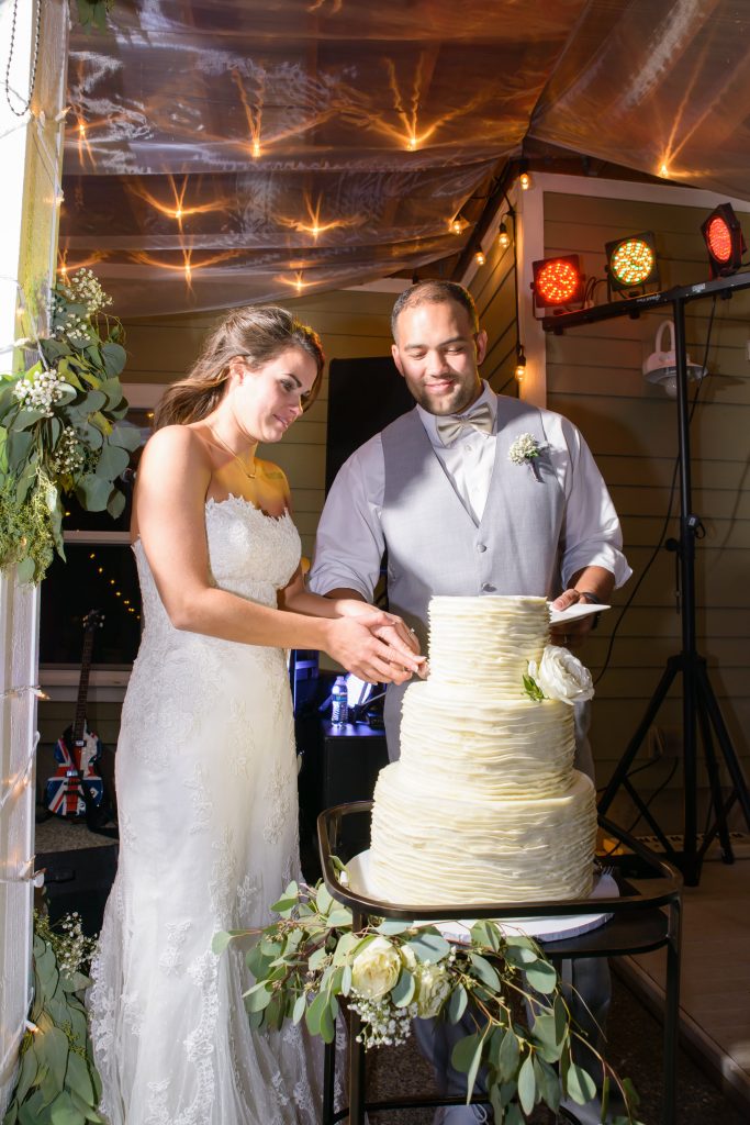 Cutting the Cake, Gig Harbor Waterfront Wedding