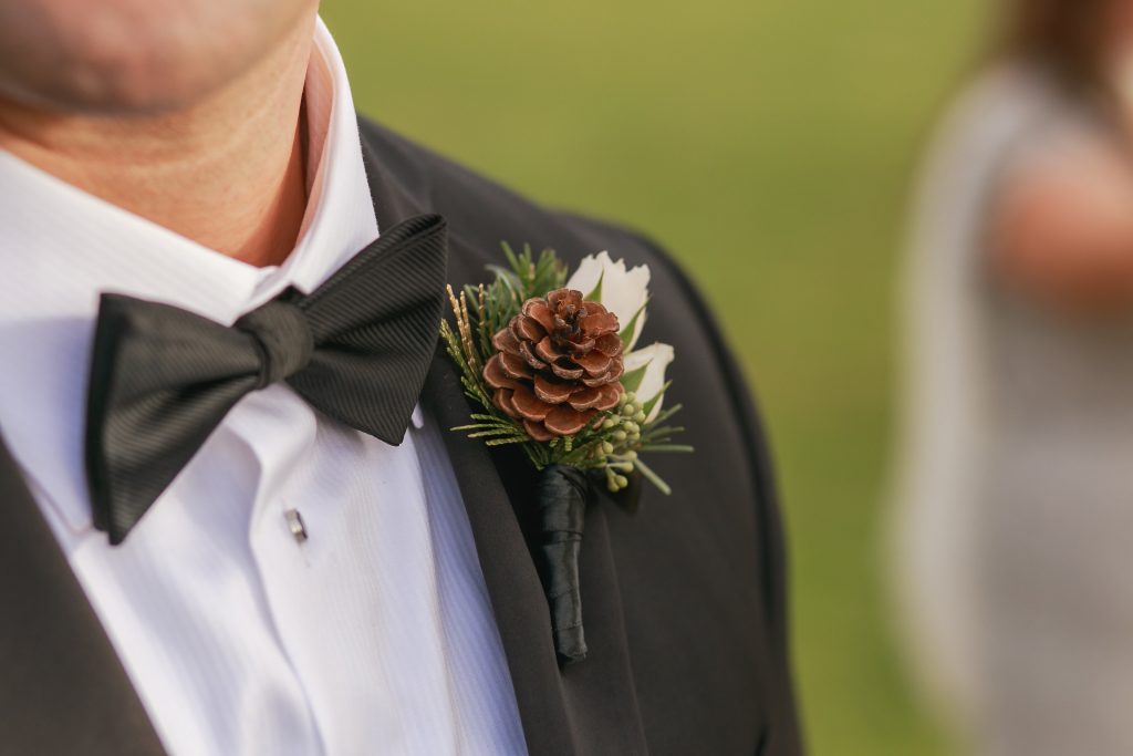 pinecone & spray rose boutonniere