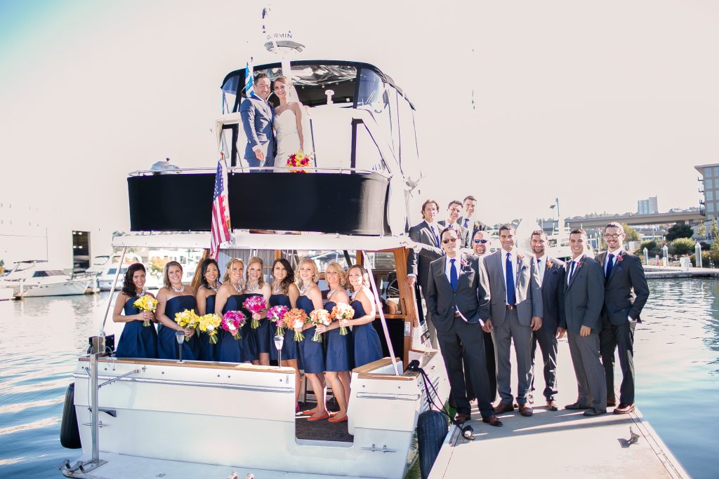 Union Station Tacoma Wedding || Photo: Genesa Richards Photography ||Bridal Party on a boat