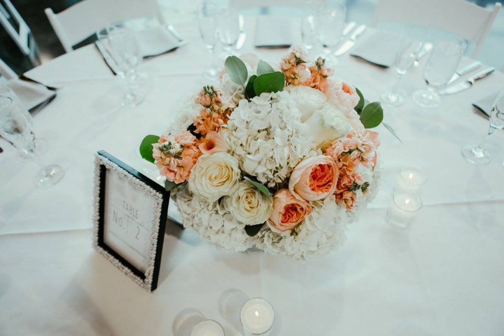 Peach and White Centerpiece, LeMay