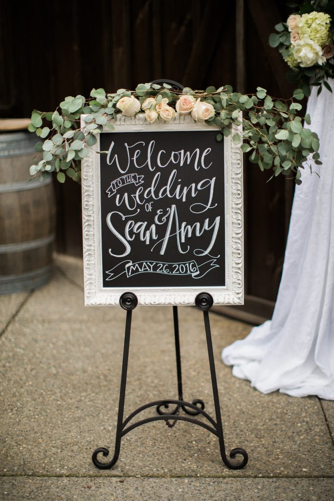 Welcome Sign at Kelley Farm wedding.