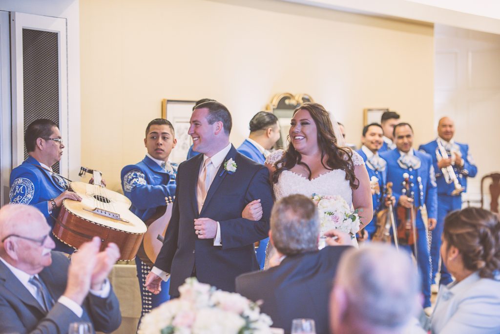 Bride & Grooms entrance to mariachi band at Tacoma Golf & Country Club