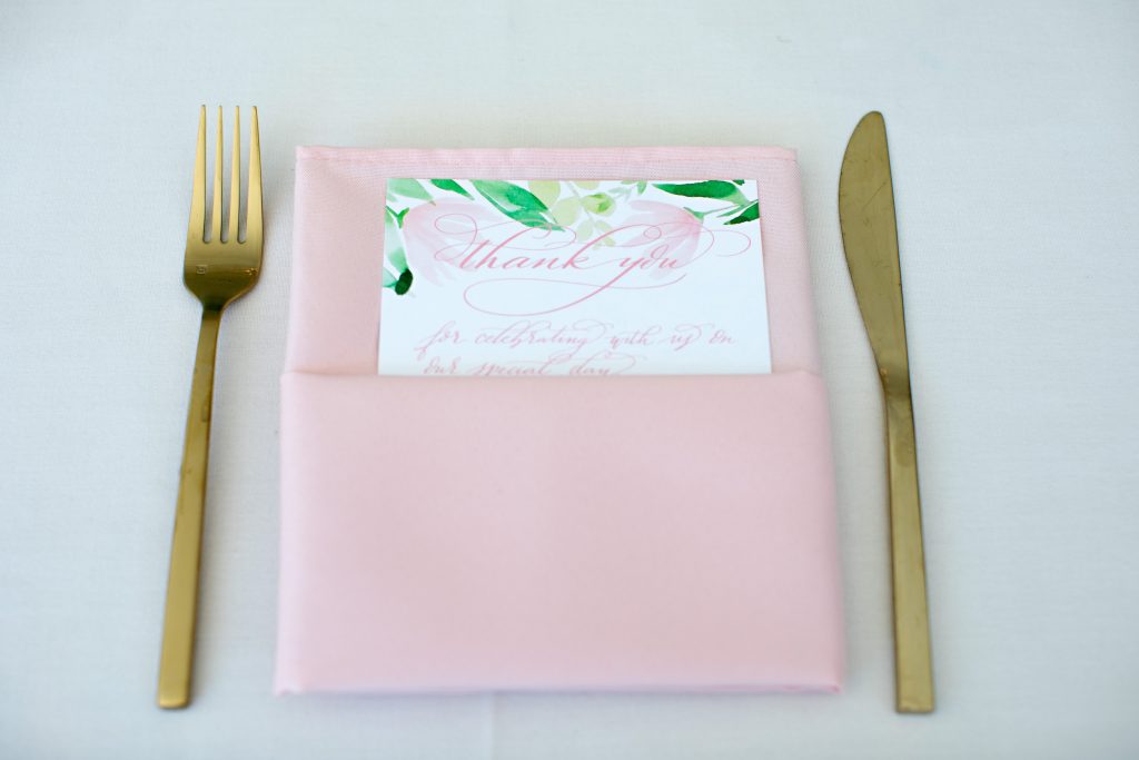 Custom Calligraphed Thank You Card Place Setting at Laurel Creek Manor