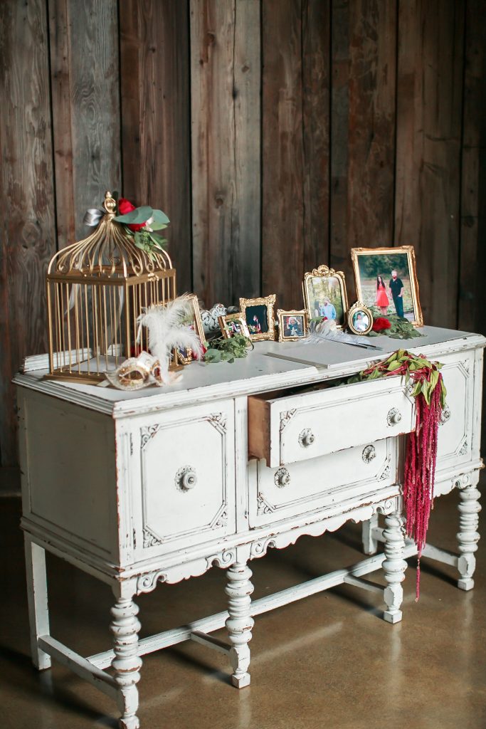 Guest book table; vintage