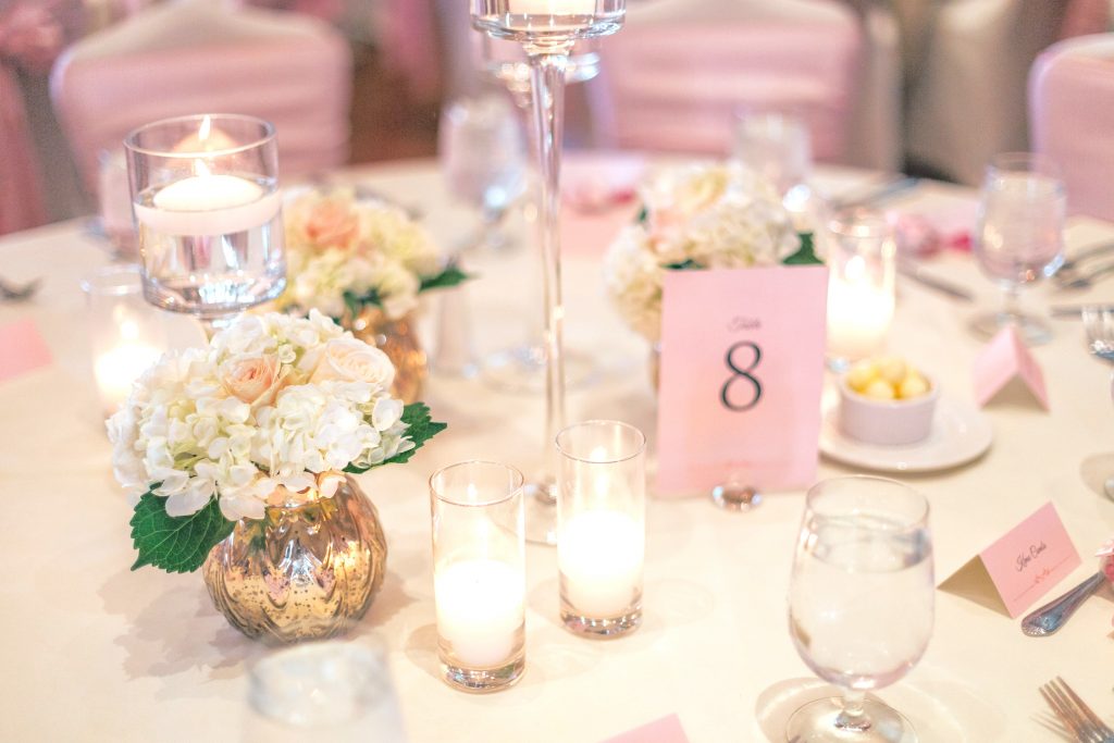 Collection Centerpiece by Jen's Blossoms; Hydrangea, Rose