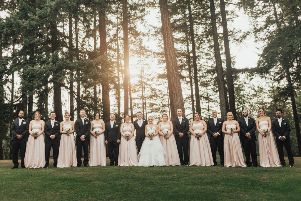 Wedding party at Fircrest Golf; Flowers by Jen's Blossoms