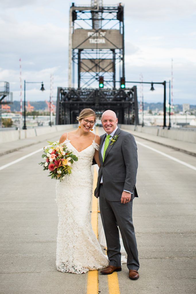 Bride and Groom; Foss Waterway Wedding